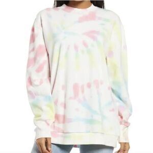 AFRM Diana Size Small White Multi-Color Vortex Tie-Dye Oversized Sweatshirt